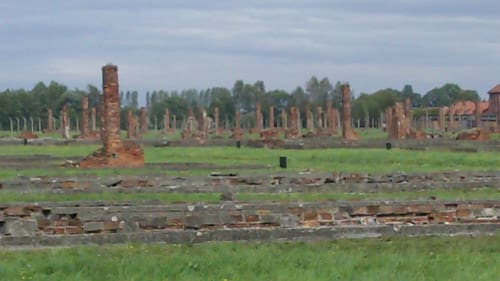 Birkenau, remains of gass chamber/cremitorium destroyed by Nazi to hide evidence